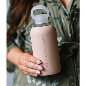 Doe "Just for you, Mama" bkr Glass Water Bottle and Silicone Sleeve 500ml/ 16oz.